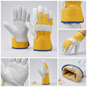 Gants en cuir de vachette grainé résistant à l'abrasion pour la construction, avec dos en tissu de coton perforé et paume renforcée - Product Image 2