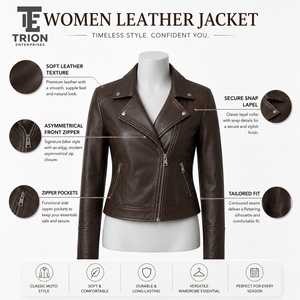 Chaqueta de cuero para mujer a la moda con una silueta moderna, acabado suave y construcción duradera para looks casuales y elegantes. - Product Image 5
