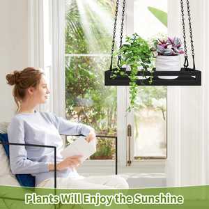 Support de pot de fleurs suspendu en métal avec chaîne, pour balcon, patio, intérieur et extérieur, en fer, finition galvanisée - Product Image 3