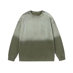 Sudadera Oversize con Cuello Redondo y Lavado Ácido para Hombre, Algodón Desgastado Personalizado, Felpa Francesa de Alto Gramaje, Ecológica, Estilo Urbano Casual - Product Image 1