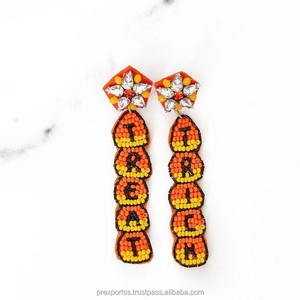 Pendientes de Aro Hechos a Mano CarnivalCheers con Cuentas Geométricas de Tamaño Personalizado, Corte Esmeralda, Estilo Bohemia, Multicolor, para Niños, Fiesta de Mardi Gras - Product Image 4