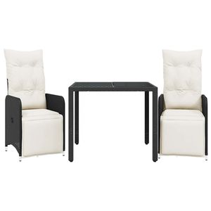 Ensemble bistrot réglable de taille moyenne avec repose-pieds en rotin PE noir, mobilier de patio - Product Image 2