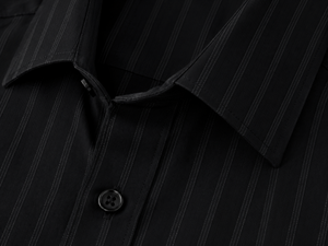 Men's <b>Half</b> Sleeve Solid Formal <b>Shirt</b> Knitted Fabric <b>Button</b> Down Design Regular Length Black Color 100% Cotton Quick Dry - Product Image 4