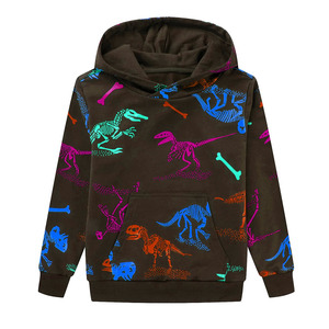 Sweat-shirt à capuche personnalisé pour enfants en polyester et coton molletonné avec imprimé lettres, décontracté pour garçons, automne-hiver, OEM - Product Image 2
