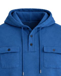 Sudadera con Capucha Azul Rey para Hombre, con Cierre de Botones, Bolsillos Dobles en el Pecho, Estilo Casual Urbano, Fabricante Personalizado - Product Image 4