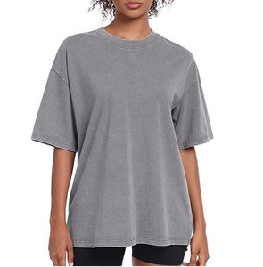 Camiseta de mujer con lavado ácido, 180GSM, algodón transpirable, estilo vintage, informal, fabricante OEM de marca privada para uso femenino - Product Image 1