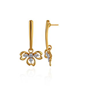 14K Gold Plated Lab Grown Round Brilliant Cut Heart Flower <b>Stud</b> Earrings <b>for</b> Women CZ Diamond Fashion Jewelry - Product Image 3