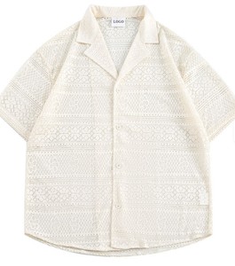 Camisa Casual de Punto para Mujer, con Botones, Manga Corta, Estampado Geométrico, Cuello Camisero, Corte Holgado, para Primavera/Verano - Product Image 2