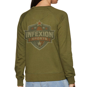 เสื้อสเวตเชิ้ตคอกลมสีเขียวมะกอกสำหรับผู้หญิง ผ้าฝ้าย 100% แขนยาว ถักทอสีพื้น สวมใส่สบายๆ สไตล์ฤดูใบไม้ร่วง - Product Image 5