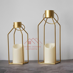 Glossy <b>Copper</b> Finished Metal Candle <b>Lantern</b> - Product Image 2