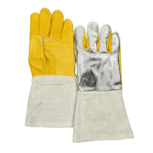 Gants de soudage TIG JNM SAFETY en cuir de vachette aluminisé robuste, pleine fleur et croûte, avec coutures excellentes et manchette de sécurité ignifuge - Product Image 1