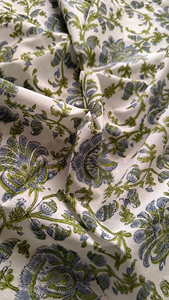 Floral Vine Hand Block Printed Cotton Fabric Indian Handmade Jaipuri <b>Print</b> <b>Botanical</b> Cotton Fabric - Product Image 3