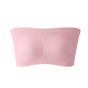 Bralette sin tirantes para mujer al por mayor - Top bandeau con relleno extraíble, transpirable, estilo sencillo, logo frontal, para fitness - Product Image 4