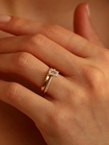 1CT Lab Grown Moissanite Round Brilliant Cut Sterling <b>Silver</b> <b>Solitaire</b> Half Eternity Band GRA Certified Modern Engagement <b>Ring</b> - Product Image 4