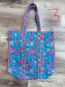 Women's Cotton Quilted Tote Handbag Vintage Block Print Large Washable Canvas Lining <b>Small</b> Shoulder Market/Grocery Bag for Daily - Product Image 5