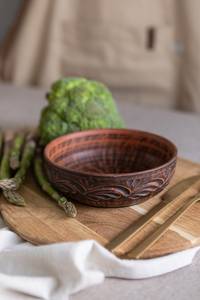 Tazón de Madera Tallado a Mano para Ensaladas y Frutas, Tazón de Madera Natural Artesanal de HWC - Product Image 2