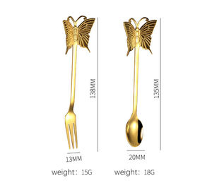 Creative Gold Mini Tea <b>Spoon</b> and Fork Set 304 Stainless Steel Butterfly <b>Coffee</b> <b>Spoon</b> Elegant Tableware Set - Product Image 3