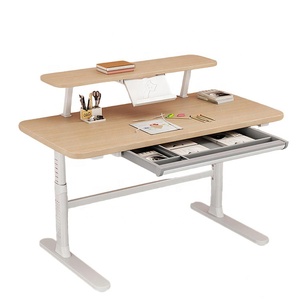 批发山毛榉木儿童学习桌学生作业可调站立式电脑桌，上面有架子 - Product Image 1