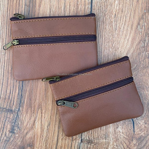 ใหม่กระเป๋าหนังแท้มีซิปสองช่องสำหรับผู้หญิงกระเป๋าใส่เหรียญขนาดเล็กหนังแท้แบบสั่งทำกระเป๋าสตางค์ขนาดเล็กเคสที่ใส่บัตรเครดิต - Product Image 2