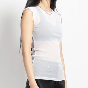 Débardeur stringer blanc transparent très populaire, style clubwear, en maille, pour l'extérieur, respirant et à séchage rapide - Product Image 1