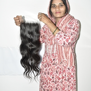 Extensiones de Cabello Humano Virgen Indio Natural Remy Sin Procesamiento Químico, Ondulado, con Cierre HD Sedoso, Ondas Sueltas, Color Negro - Product Image 1