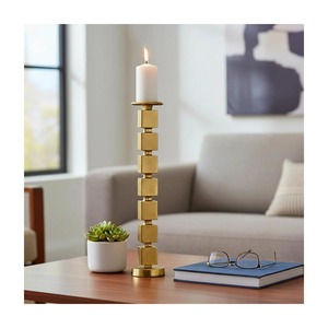 Porte-bougie en métal de 24 pouces de hauteur, design cube empilable, décoration d'intérieur - Product Image 6