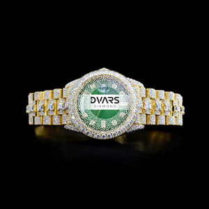 Reloj de Lujo con Incrustaciones de Diamantes Moissanite y Números Arábigos, Estilo Hip Hop, Calidad de Exportación, Disponible al Mejor Precio - Product Image 1