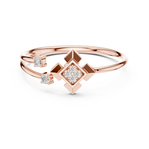 Anillo Abierto de Moda en Oro Amarillo Sólido de 14k para Mujer, Anillo Minimalista con Diamantes, Corte Brillante Redondo, Piedras Cultivadas en Laboratorio, para Uso Diario - Product Image 6