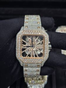 Reloj de Hombre de Lujo, Estilo Hip Hop, de Acero Inoxidable, con Esfera con Indicadores, Movimiento Mecánico, Pasa el Test de Diamantes - Product Image 1