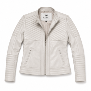 Flashback <b>Silver</b> Quilted Leather Motorcycle Biker <b>Jacket</b> Breathable Windproof Knitted Zipper Closure Stand Collar Solid Color - Product Image 1
