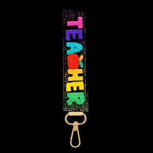 Llavero de pulsera con cuentas para profesores, mini, portátil, con cierre de broche, unisex, creativo, con patrón de letras, de tela no tejida - Product Image 1