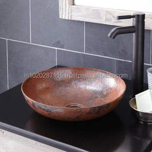 Lavabo artesanal de cobre martillado para baños de hoteles boutique, decoración de interiores de lujo, estilo de diseño mejorado para el hogar - Product Image 2