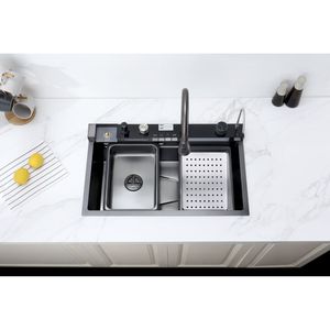 Lavello da Cucina Monoblocco in Acciaio Inox 304 con Design a Cascata e Rubinetto Estraibile per Uso Domestico - Product Image 6