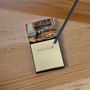 New Dachshund Fall Kitchen Pumpkins Sticky Note Holder Self-Sticky Note <b>Pads</b> Memo <b>Pads</b> <b>Refillable</b> Halloween Holiday Supplies - Product Image 2