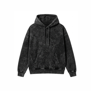 Sudadera con Capucha de Otoño de Alta Calidad, Lavada al Ácido y con Efecto Desgastado, Forrada, con Logotipo Personalizado, 100% Algodón, Tejido de Felpa, Marca CODER SPORTS - Product Image 1