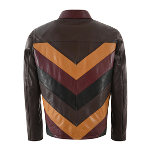 Custom 100% Genuine Lambskin Nappa Leather <b>Jacket</b> Multicolor Back Chevron Stripe Classic Collar Zip Front Casual Leather <b>Jacket</b> - Product Image 2