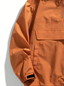 Veste coupe-vent à capuche pour homme, fermeture éclair quart de tour, coupe décontractée, en polyester, style automne et vêtements décontractés - Product Image 3