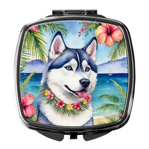 Husky siberiano Luau compacto espejo de maquillaje de viaje portátil plegable de mano regalo decorativo para mujeres y niñas tamaño de bolsillo - Product Image 1