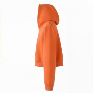 New Demand Custom Logo Women's Orange Cropped Hoodie Long Sleeve <b>Zipper</b>-Up Knitted Sweatshirt Autumn Wear Solid Color Winter - Product Image 3