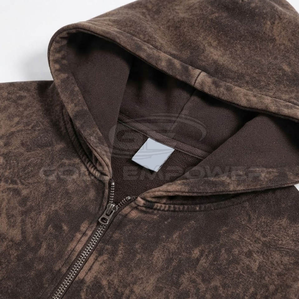 Basic Cotton Blended Acid Wash Hoodie Unique Washed Pattern With ...