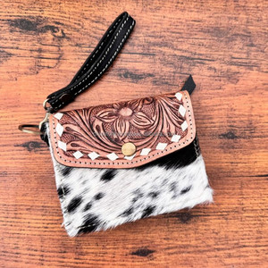 Monedero pequeño tallado a mano más vendido, monedero occidental para pelo en cuero de vaca, Mini cartera multiusos para mujer - Product Image 2