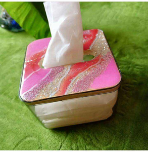 Boîte à mouchoirs en résine faite à la main de luxe indienne, nacre naturelle polie, pour la décoration de la maison, le bureau ou le rangement de voiture - Product Image 2