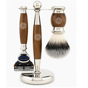 Men's Shaving <b>Set</b> Silver Tip Badger Brush 5-Blade <b>Razor</b> German Steel Stand - Product Image 5