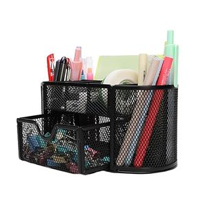 Desktop Organizer with Drawer Metal Storage <b>Bin</b> for Office Supplies <b>Large</b> Capacity Rectangle Shape Tabletop Use - Product Image 2