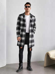 Abrigo Largo de Lana Vintage para Hombre, Clásico de Invierno, Diseño de Logotipo Personalizado de Fábrica OEM, Abrigo de Algodón Auténtico - Product Image 4