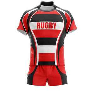 Service OEM, ensembles d'uniformes de rugby personnalisés 100% polyester, vente en gros, haute qualité, anti-UV, séchage rapide - Product Image 1