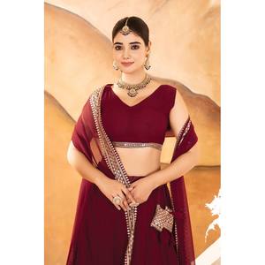 Lehenga Choli de soirée pour femmes, avec broderies - Product Image 5