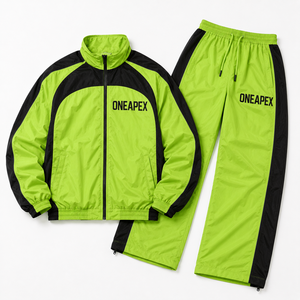 Ensemble de survêtement pour homme vert néon et noir, veste coupe-vent légère, pantalon de jogging, vêtements de sport, ensemble streetwear - Product Image 6