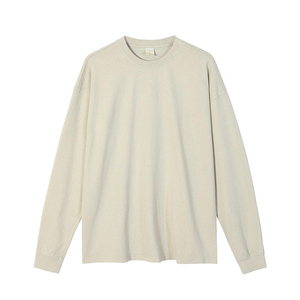 เสื้อยืดวินเทจทรงปกติ แขนยาว คอกลม ผ้าซักแล้ว ระบายอากาศได้ดี ผ้าฝ้าย 100% 250 กรัม สีพื้น OEM สำหรับผู้ชาย - Product Image 6