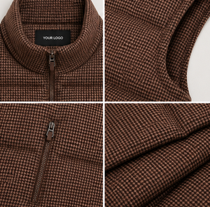 Chaleco Acolchado Personalizado para Hombre con Diseño de Pata de Gallo, Cuello Alto, Sin Mangas, con Cierre, OEM, ODM, Marca Privada - Product Image 4